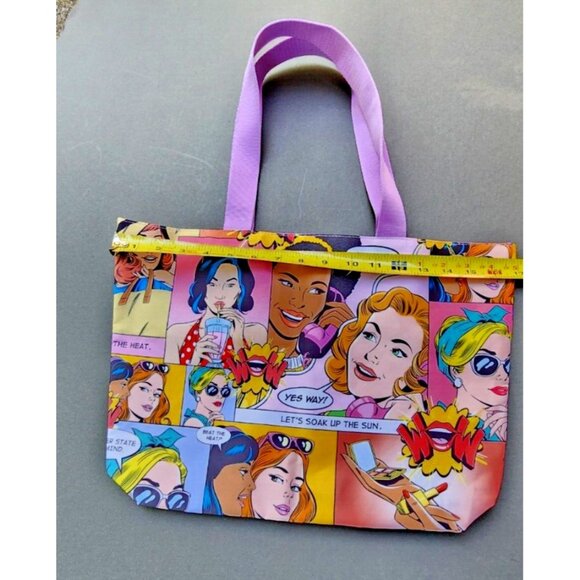 Estee Lauder Tote Comic Theme Beach Shopper Bag Large 12x17 Cartoon Purse - Picture 4 of 5